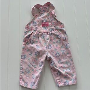 Vintage Oshkosh B’gosh Overalls Girl 12 M Pink Blue Floral Made in Canada